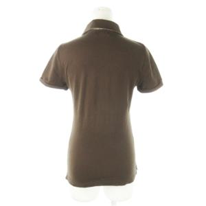 BURBERRY BLUE LABEL ポロシャツ 半袖 ストレッチ 衿裏ノバチェック ロゴ刺繍 38 M 茶 ブラウン /AO12 GY12
