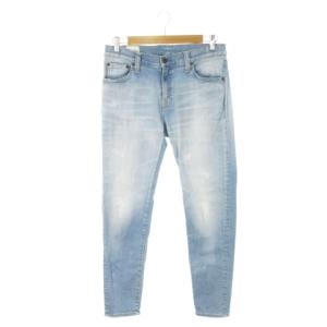 キャロットレッグ デニム ジーンズ テーパード ブリーチ加工 W30 青 ライトブルー MMM134J