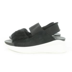 UGG australia SILVERLAKE サンダル ストラップ ムートンファー スエード 切替 ロゴ 6 23cm 黒 ブラック