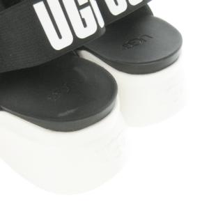 UGG australia SILVERLAKE サンダル ストラップ ムートンファー スエード 切替 ロゴ 6 23cm 黒 ブラック