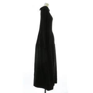 UNITED ARROWS 24SS フィット＆フレアワンピース 2WAY リブニット 長袖 ロング 切り替え F 黒 ブラック 1526-183-3825