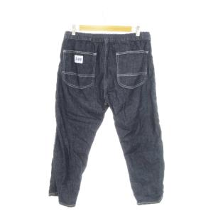 LEE ベイカーイージーパンツ ワークパンツ デニム アンクル ジップフライ ウエストゴム クリアボタン L 紺
