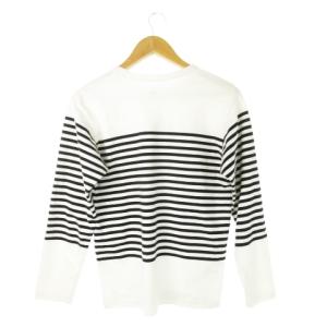 THE NORTH FACE Tシャツ カットソー ロンT クルーネック 丸首 長袖 ロゴ刺繍 ボーダー M 白 ホワイト /CK3