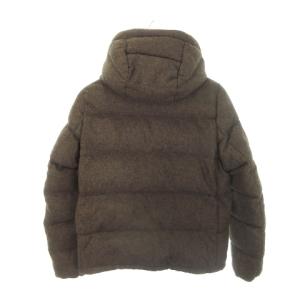 nano universe ダウンジャケット ジップアップ フード付き ウール S 茶 ブラウン /MN5