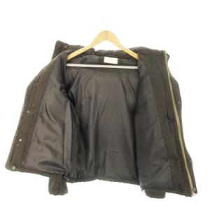 nano universe ダウンジャケット ジップアップ フード付き ウール S 茶 ブラウン /MN5