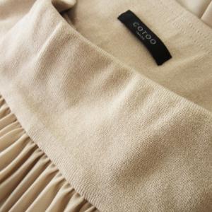 COTOO プリーツスカート シフォン ひざ丈 切替 サテン パール ブレードテープ 38 M ベージュ /CK32