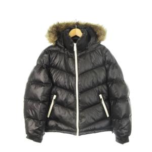 ダウンジャケット ジップアップ フーディー M 黒 ブラック /AH8