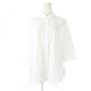 コットンシャツ 比翼 五分袖 タイプライター ハリ感 透け感 2 M 白 ホワイト /CK21