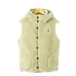 ジャケット ボアベスト フーディ フロントボタン ロゴ 刺繍 16 L ベージュ /CK3
