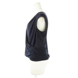 EPOCA カシュクールブラウス カットソー ノースリーブ ジャージー素材 ストレッチ タック 40 M 紺 ネイビー
