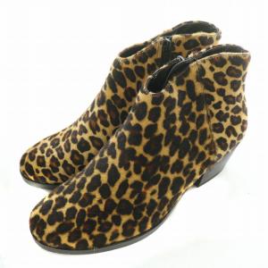 Mila Myth ミラミス ショートブーツ チャンキーヒール ジッパー レオパードプリントポニー ハラコレザー