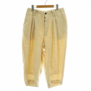 ワイドパンツ スラックス 麻 リネン ウール混 ジップフライ 0 S アイボリー /XZ GY30