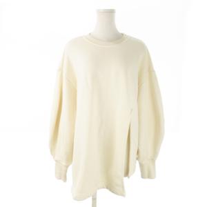 トレーナー スウェット ラウンドネック 長袖 スリット アシンメトリー 裏毛 1 S ライトベージュ /AO18