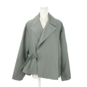 タイロッケン シャツ ブルゾン ジャケット テーラード 背抜き ウエストベルト ラップ開閉 オーバーサイズ