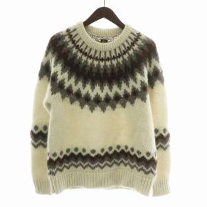 20AW ノルディック クルーネック ニット セーター ウール モヘヤ アルパカ 長袖 総柄 1 S 白