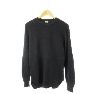 サーマルニット クルーネック 丸首 長袖 ワッフル 裾ラウンド 36 S チャコール グレー /CK7