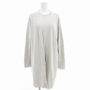 美品 アンサンブルニット ロングカーディガン 長袖 セーター ノースリーブ M ライトグレー /AE