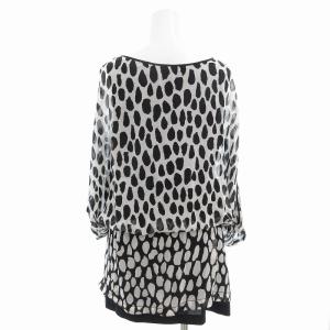 DIANE von FURSTENBERG 美品 チュニックカットソー ドルマンスリーブ シルク ミニ 4 M 白 ホワイト 黒 ブラック /AE