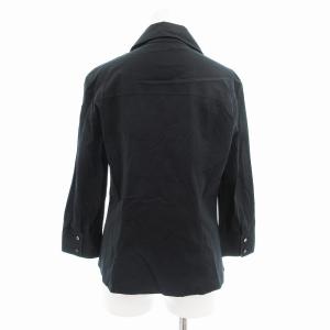 BURBERRY LONDON 美品 シャツ ブラウス フロントフライ 7分袖 38 S 黒 ブラック /AE