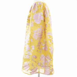 EFFE BEAMS 美品 フレアスカート ペチコート付き 総柄 シルク混 マキシ ロング 36 S 黄 イエロー /AE