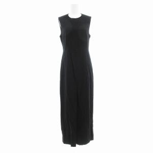 美品 バックオープンワンピース ノースリーブ マキシ ロング 黒 ブラック /AE