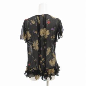 RALPH LAUREN ブラウス 花柄 シースルー 絹 シルク 半袖 黒 ブラック /HO