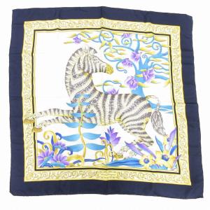 Salvatore Ferragamo スカーフ シマウマプリント 紺 ネイビー /JS