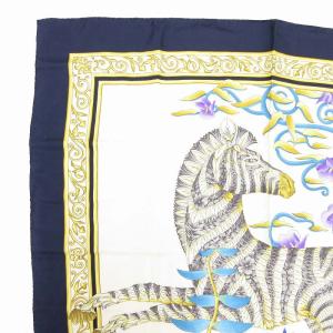 Salvatore Ferragamo スカーフ シマウマプリント 紺 ネイビー /JS