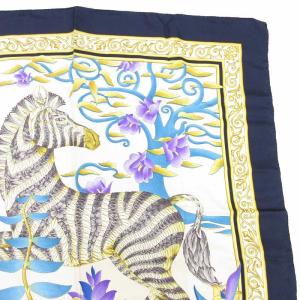 Salvatore Ferragamo スカーフ シマウマプリント 紺 ネイビー /JS