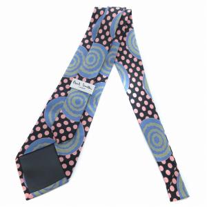 PAUL SMITH LONDON ネクタイ レギュラータイ ドット柄 絹 シルク 黒 ブラック ピンク 青 ブルー /JS