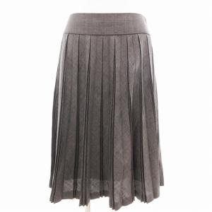 プリーツスカート フレア ひざ丈 パイピング 38 グレー /GV