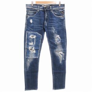 JONDRILL デニムパンツ ジーンズ スキニー ダメージ加工 ジップフライ ストレッチ W31 L32