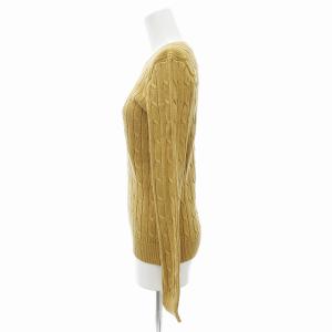 RALPH LAUREN ニット セーター 長袖 ケーブル編み ロゴ ポニー刺繍 M 茶 ブラウン /JS