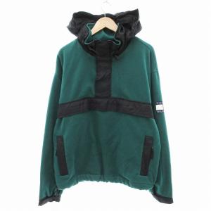 トレーナー プルオーバー フリース フード ロゴ L 緑 グリーン /JS