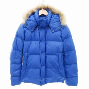 ダウンジャケット ブルゾン リアルファー フード S 青 ブルー /JS