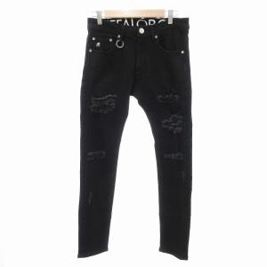 スーパースキニー デニム パンツ ジーンズ ストレッチ ダメージ加工 2 黒 ブラック MSB4152