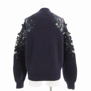 FRAY I.D 美品 エンブロイダリーハイネックニットプルオーバー セーター レース リブ 長袖 F 紫 パープル FWNT221083