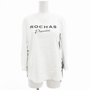 タグ付き Tシャツ カットソー クルーネック ビジュー プリント 7分袖 11 白 ホワイト /AE