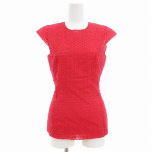 GIAMBATTiSTA VALLi 美品 シャツ ブラウス プルオーバー レース 花モチーフ ノースリーブ 40 赤 レッド /AE