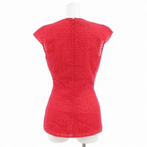 GIAMBATTiSTA VALLi 美品 シャツ ブラウス プルオーバー レース 花モチーフ ノースリーブ 40 赤 レッド /AE