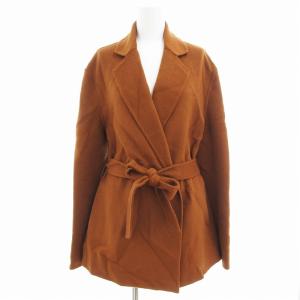美品 チェスターコート ジャケット ウエストリボン ショート丈 茶 ブラウン /AE