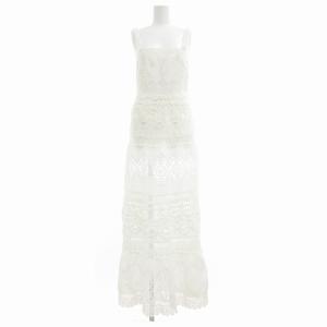 美品 キャミソールワンピース ノースリーブ マキシ ロング シースルー リネン 0 XS 白 ホワイト