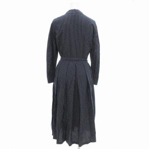 agnes b. 美品 シャツワンピース 長袖 マキシ ロング ドット柄 36 S 紺 ネイビー 白 ホワイト /OU