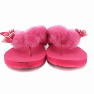 UGG トングサンダル ビーサン ファー ロゴ 26cm ピンク /JS