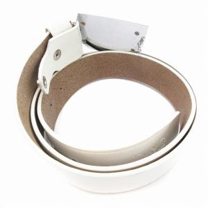 D&G ベルト スクエアバックル レザー ロゴ刻印 115cm 白 ホワイト /JS