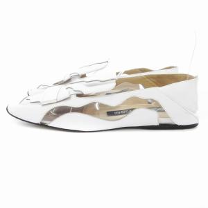 Sergio Rossi SR1 フラットシューズ パンプス スリッポン スクエアバックル クリア レザー 36 白 ホワイト /JS