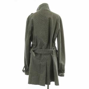 BURBERRY BLUE LABEL ステンカラーコート アウター ミドル ハイネック 千鳥格子柄 総柄 裏地チェック柄 ベルト付き L 黒