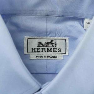 HERMES シャツ 長袖 セリエボタン 37 XS 青 ブルー /XZ GY04