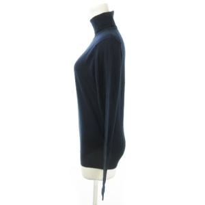 JOHN SMEDLEY ニット セーター タートルネック 長袖 ウール 無地 S 紺 ネイビー /AO13 GY04