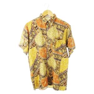 とろみシャツ レギュラー 半袖 ポケット エスニック 総柄 茶 ブラウン /CK10 GY30